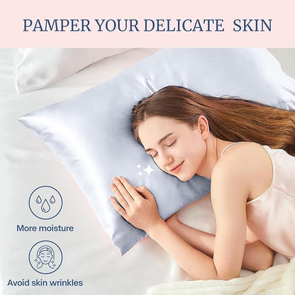 BEDELITE Satin Pillowcase for Hair and Skin, Super Soft Similar to Silk Pillow Cases 4 Pack with Envelope Closure, Cooling Pillowcases for Women Men (20"x36" King Size, Evening Haze)
