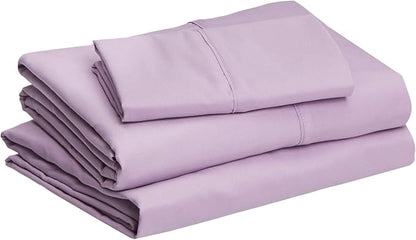 Amazon Basics Ultra-Soft Microfiber 3 Piece Bed Sheet Set With 14-inch Deep Pockets, Twin XL, College Dorm Bedding, Frosted Lavender, Solid