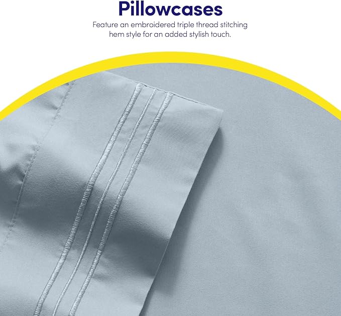 1500 Supreme Collection King Sheet Sets Misty - Luxury Hotel Bed Sheets and Pillowcase Set for King Mattress - Extra Soft, Elastic Corner Straps, Deep Pocket Sheets, King Misty