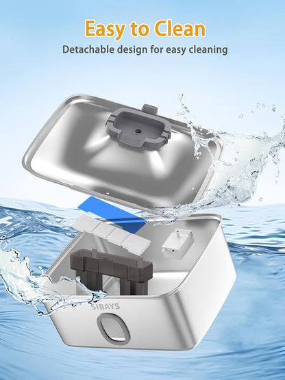 SIBAYS 4Gal/15L Large Dog Water Fountain, Stainless Steel Pet Fountain with Water Window & LED Light, Ultra Quiet Automatic Dog Water Bowl Dispenser for Large Dogs & Multi-pet, Easy to Clean FS76