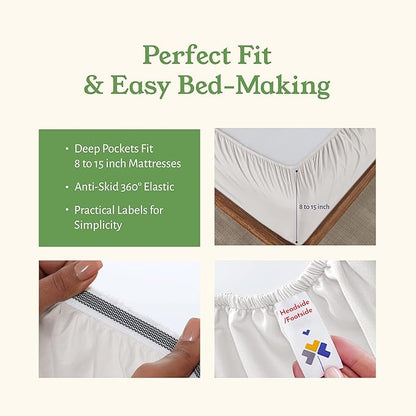 California Design Den Full Size Bed Sheets Set - 100% Organic Cotton, Crisp Percale, Deep Pocket Sheets, Breathable and Durable Bedding Set - Stone (True Beige)