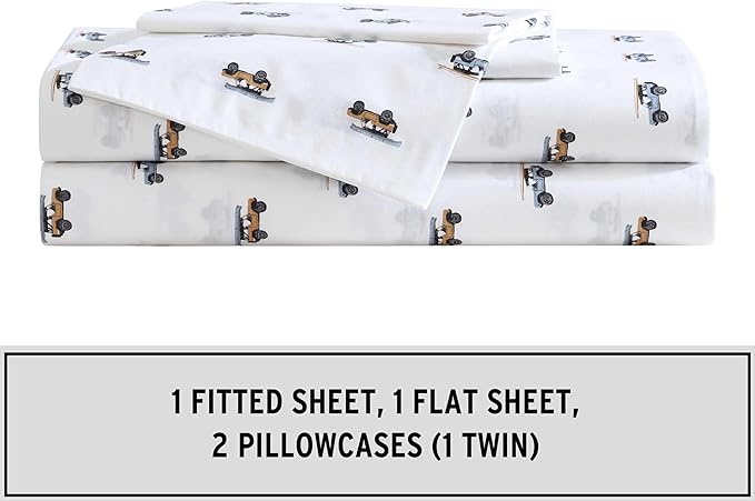 Eddie Bauer - King Sheet Set, Breathable Cotton Percale Bedding Set with Matching Sham(s), Crisp & Cool Bedding Essentials, Oeko-Tex Certified (Out to The Beach Orange, King)