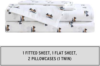 Eddie Bauer - King Sheet Set, Breathable Cotton Percale Bedding Set with Matching Sham(s), Crisp & Cool Bedding Essentials, Oeko-Tex Certified (Out to The Beach Orange, King)