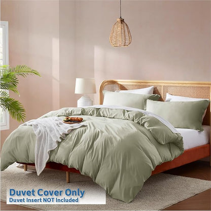 Nestl Light Sage Duvet Cover King Size - Soft Double Brushed King Duvet Cover Set, 3 Piece, with Button Closure, 1 Duvet Cover 104x90 inches and 2 Pillow Shams