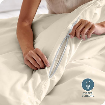 Bare Home Bedding Duvet Cover Oversized King Size - Premium 1800 Super Soft Collection - Lightweight, Duvet Cover - Soft Textured Bedding (Oversized King, Sand)
