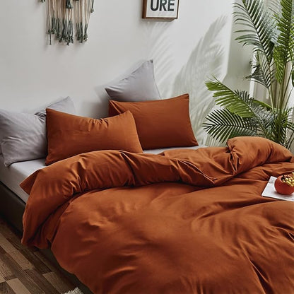 Houseri Burnt Orange Comforter Set Full Teen Boys Girls 3 PCS Rust Bedding Sets Full Size Terracotta Caramel Comforter Lightweight Breathable Soft Comfy Modern Reddish Brown Bed Quilts Blankets Full
