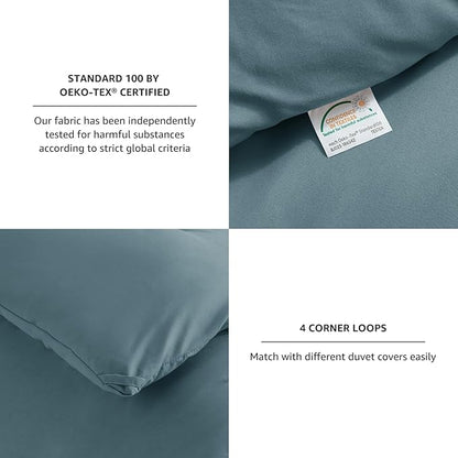 CozyLux Queen Comforter Set Mineral Blue, 3 Pieces Solid Comforters Queen Size Breathable Bedding Sets, Luxury Soft Lightweight Bed Set with Down Alternative Comforter and 2 Pillowcases All Seasons