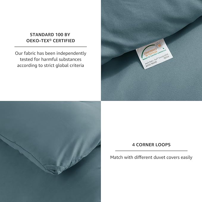 CozyLux Full Size Comforter Set Mineral Blue, 3 Pieces Solid Breathable Quilted Bedding Sets, Luxury Lightweight Soft Bed Set with Down Alternative Comforter and 2 Pillowcases for All Seasons