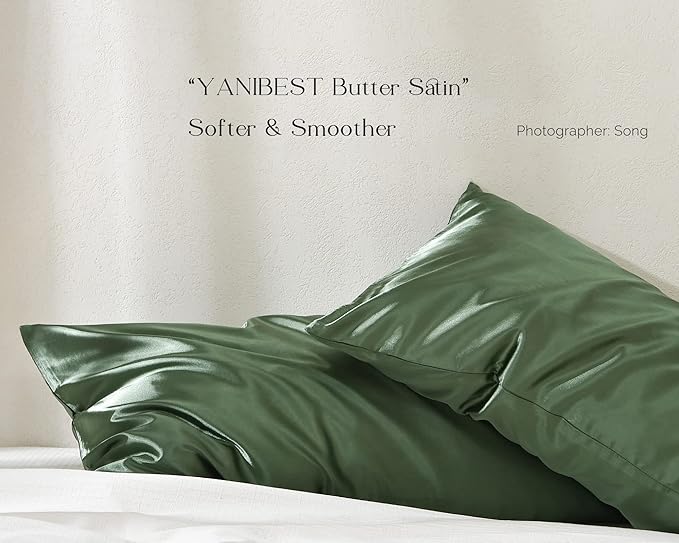 Yanibest Satin Pillowcase, Silk Pillow Cases for Hair and Skin with Zipper, Queen Pillow Cases Set of 2 for 20"x30", Exquisite Packaging for Women Men