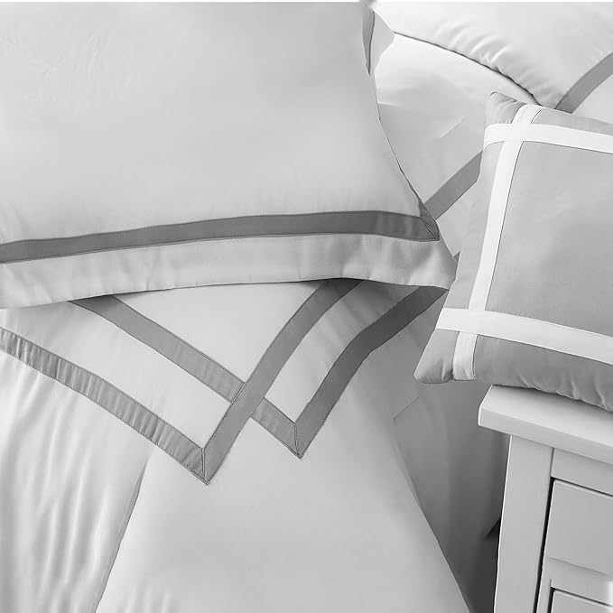 Wonderful White Comforter Set King,8-Piece Hydro-Brushed Wooly Feel Hotel Style Modern Luxury Bedding Comforter Set with Matching Fitted Sheet,Flat Sheet,Pillow Sham,Decor Pillows for All Season