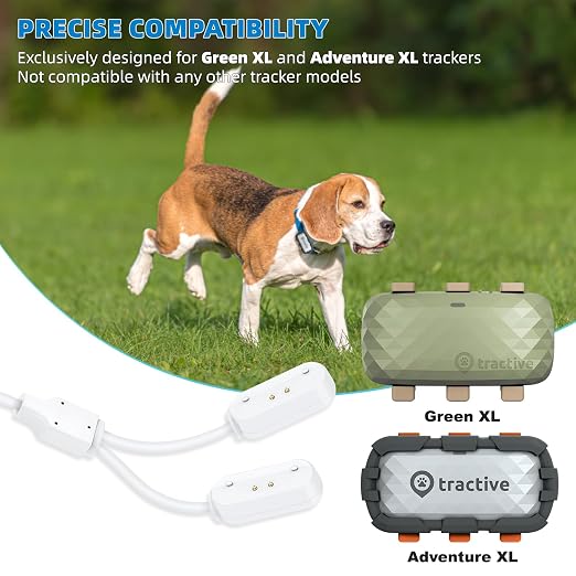 2-in-1 Magnetic Fast Charging Cable | Compatible with Tractive GPS Tracker for Dogs | Durable USB Charger Cord for Pet Smart GPS Devices (White)