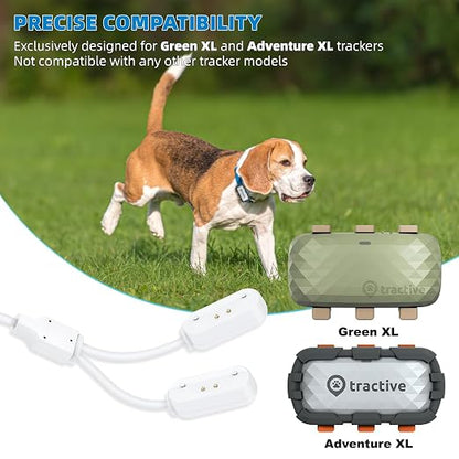 2-in-1 Magnetic Fast Charging Cable | Compatible with Tractive GPS Tracker for Dogs | Durable USB Charger Cord for Pet Smart GPS Devices (White)