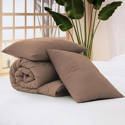 WRENSONGE California King Comforter Set - 3 Pieces Prewashed Brown Comforter Soft Lightweight for All Seasons,Down Alternative Comforters California King Size with 2 Pillow Shams