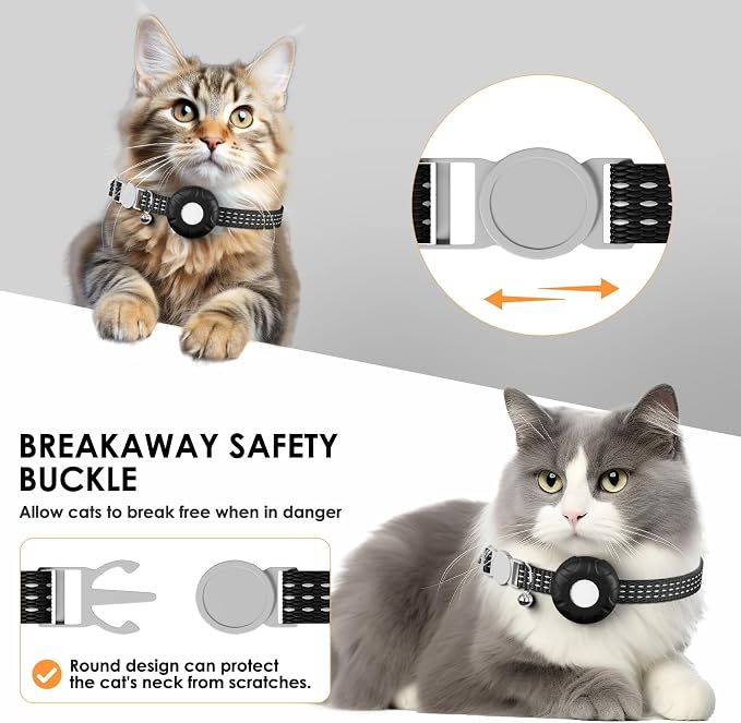 GPS Tracker for Cats (iOS Only), MINI GPS Cat Tracker, Pet Tracker, No Monthly Fee, Compatible with Apple Find My, Anti-Lost, Trackers Finder Tag for Vehicles, Pets, Kids, Items (Black)