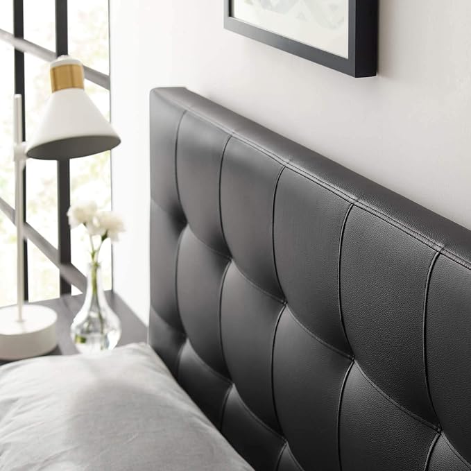 Modway Lily Tufted Faux Leather Upholstered King Headboard in Black