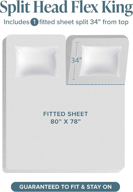 Bare Home Super Soft Fleece Sheet Set - Split Head Flex King Size - Extra Plush Polar Fleece, No-Pilling Bed Sheets - All Season Cozy Warmth (Split Head Flex King, Grey)