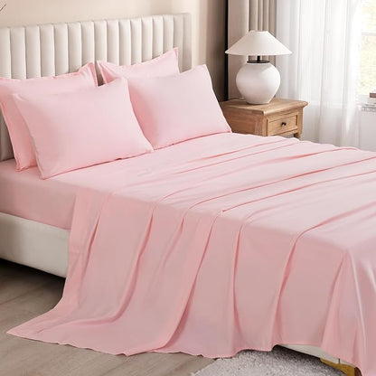 Litanika Twin XL Comforter Set Pink - 5 Pieces Twin Extra Long Bed in a Bag for College Dorm, All Season Bedding Set for Girls and Boys, Soft Bed Set with Comforter, Sheets, Pillowcase & Sham