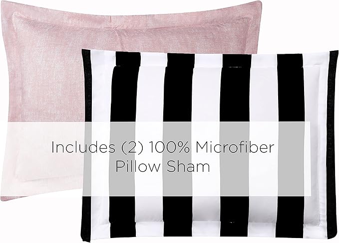 Juicy Couture JYZ010171 Cabana Stripe 6-Piece Reversible Set, King, Canaba Stripe Black