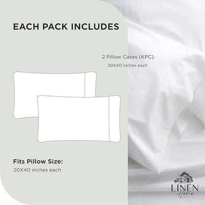 Linen Home 100% Cotton Percale Pillowcases King Size, Dove Grey, 2 Pieces of Pillow Case, Crisp and Cool Strong Bed Linen, 20 inches X 40 inches