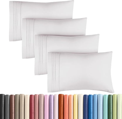 Queen Pillow Cases Set of 4 - Ultra Soft Hotel Quality Pillowcase Covers - Comfy, Cozy & Wrinkle Free - Shrinkage and Fade Resistant - Machine Washable Pillow Protectors - 4 Piece Set - French Grey