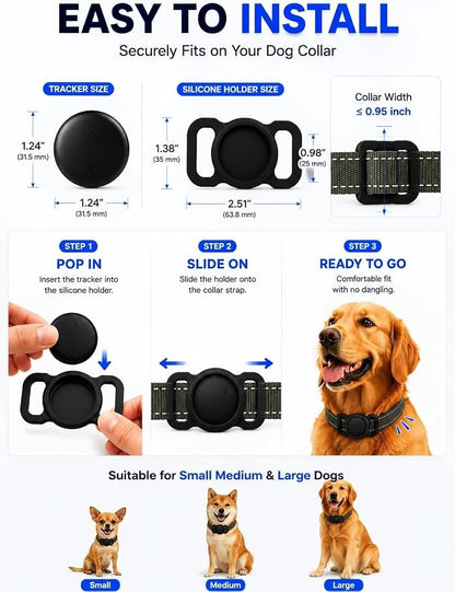 GPS Tracker for Dogs (iOS & Android), No Subscription Real-Time Tracking | Bluetooth Smart Finder Tag Works with Google Find Hub & Apple Find my App, Anti-Lost for Pet Items Kitten Grey