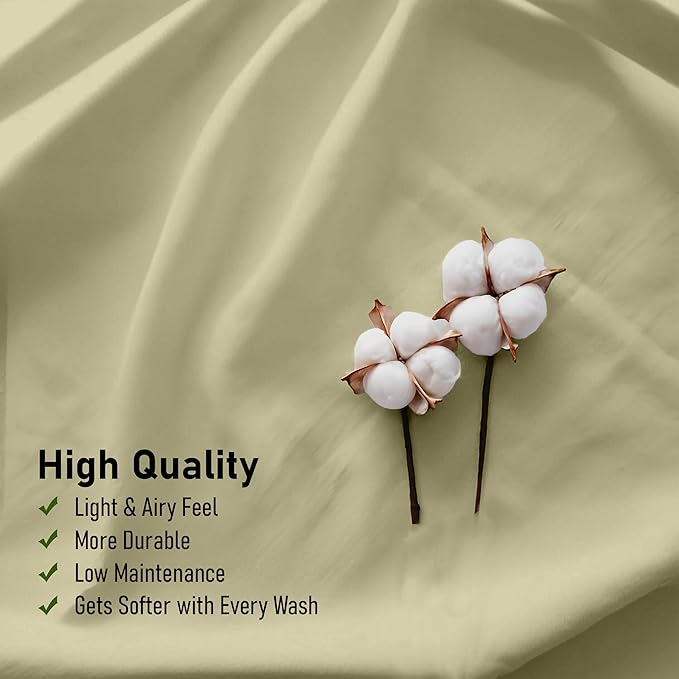 RUVANTI 100% Cotton Sheets – King Size Percale Bedding, Cooling & Breathable, Durable with a Crisp, Soft & Comfortable Feel, 16" Deep Pocket, 4-Piece Set, Sage Green