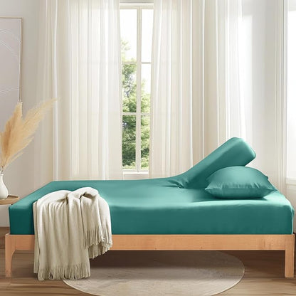 SiinvdaBZX Split Top King Fitted Sheet Only for Adjustable Bed, Ultra-Soft Microfiber 34 Inch Top Split Head Sheets Half Split King Bottom Sheet, Fits 14" -16" Deep Pocket, Teal