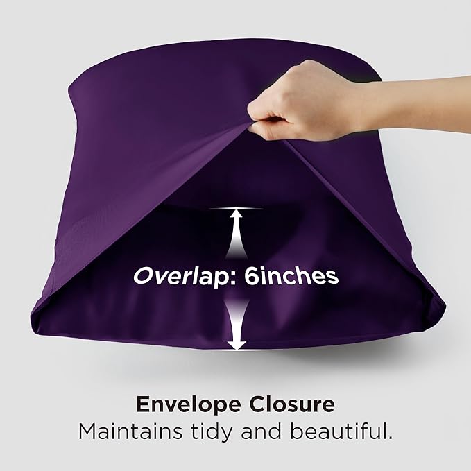 Bedsure Pillow Cases Queen, Cooling Pillow Cases, Rayon Derived from Bamboo Purple Pillowcases Queen Size Set of 2, PureWoven Silky Soft Bedding Pillow Covers with Envelope Closure, 20x30 Inches