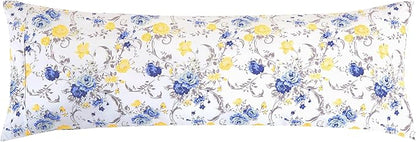 Elegant Comfort Ultra Soft 1-Piece Set Floral Print Pillowcases - 1500 Premium Hotel Quality Microfiber, Soft and Smooth Hidden Zipper Closure 1-Piece Pillow Covers - Body Pillowcase, Gold Jenna