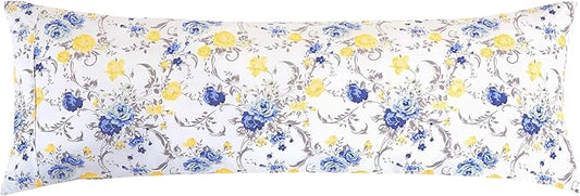Elegant Comfort Ultra Soft 1-Piece Set Floral Print Pillowcases - 1500 Premium Hotel Quality Microfiber, Soft and Smooth Hidden Zipper Closure 1-Piece Pillow Covers - Body Pillowcase, Gold Jenna