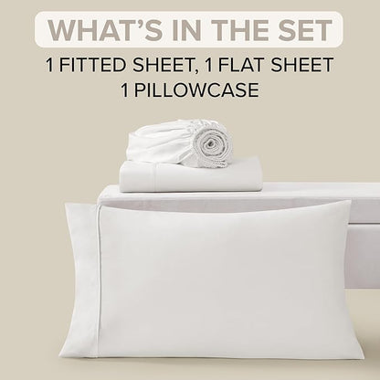 UGG Hedi Twin XL Sheet Set 3-Piece Luxury Cooling Sheets Deep Pockets Premium Bedding with 1 Pillow Sham Hypoallergenic Machine Washable Soft Lightweight Bed Set for Dorm or Kids Bed, Twin XL, White