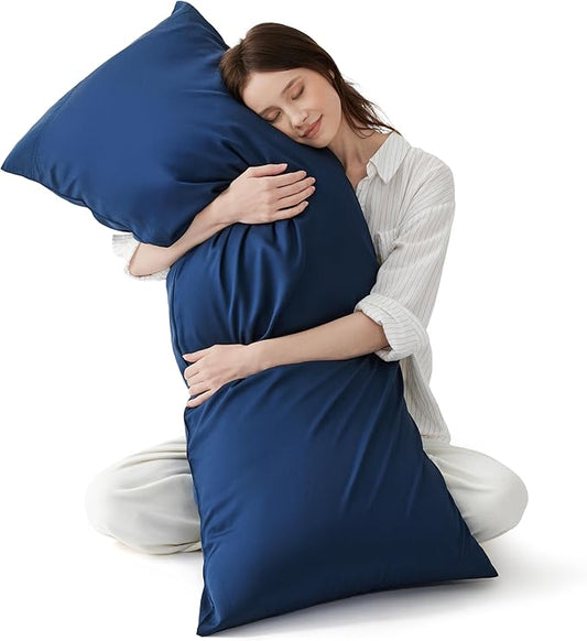 Bedsure Body Pillow Cover - Navy Long Cooling Pillow Cases, PureWoven 100% Rayon Derived from Bamboo, Cool Body Pillowcase with Envelope Closure for Women, Men, 1 Pack, 20x54 Inches