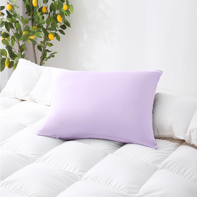 ZPECC Pillow Cases Queen Size Set of 4, 20x30 Envelope Closure Pillowcases, Soft Plain Brushed Microfiber Covers Hypoallergenic Breathable, Lavender