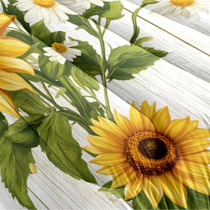 Farmhouse Sunflower Comforter Set Queen White Daisy Bedding Set for Girls Boys Kids Gardern Rustic Botanical Flower Comforter Flowers Butterfly Bedding Soft Lightweight Comforter Sets