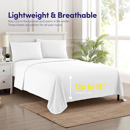 1500 Supreme Collection Extra Soft RV Short Queen Sheets Set, White - Luxury Bed Sheets Set with Deep Pocket Wrinkle Free Hypoallergenic Bedding, Over 40 Colors, RV Short Queen Size, White