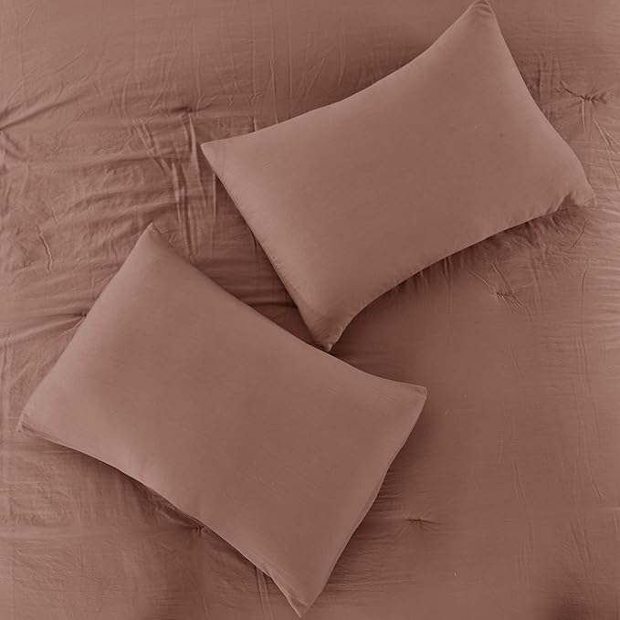 Modern Threads 4-Piece Garment-Washed Comforter Set Beck Dark Rose Queen