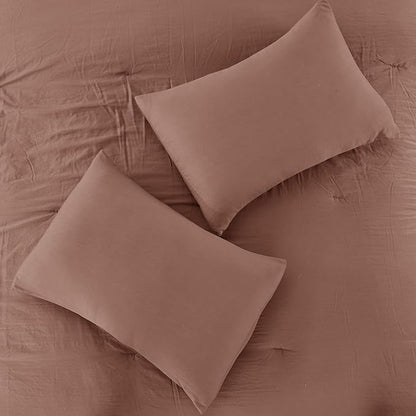 Modern Threads 4-Piece Garment-Washed Comforter Set Beck Dark Rose Queen