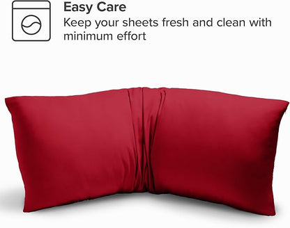 Bare Home Microfiber Body Pillow Cover - Ultra Soft - Cooling Pillowcase - Double Brushed - Pillowcase with Zipper Closure - Easy Care (21''x54'' Body Pillow Cover, Red)