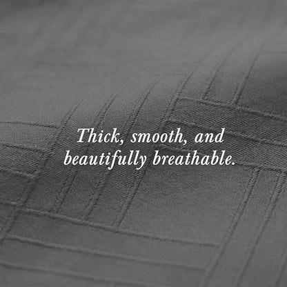 Threadmill Luxury 100% Cotton Queen Bed-Sheets - 800 Thread Count Jacquard Celine Dark Grey, Better Than Egyptian Cotton,4 Pc Striped Bed Set, Damask Sheets with Elasticized Deep Pocket