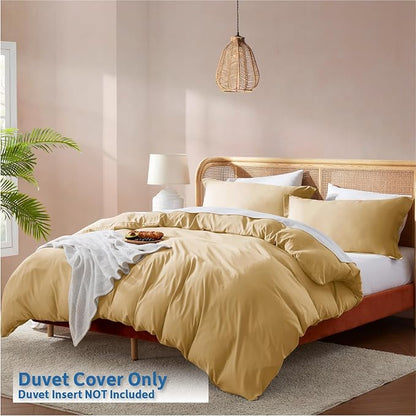 Nestl Camel Gold Duvet Cover King Size - Soft Double Brushed King Duvet Cover Set, 3 Piece, with Button Closure, 1 Duvet Cover 104x90 inches and 2 Pillow Shams