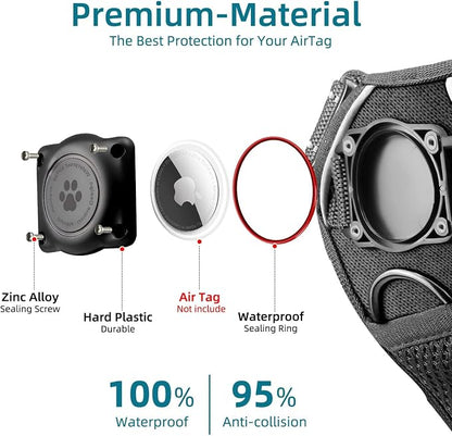 Dog Harness with 100% Waterproof AirTag Holder, AirTag Dog Vest (Black,XL) | No-Pull No-Choke, Fully waterproof built-in AirTag case, Reflective strip for night walking, For Small Medium Large Dogs
