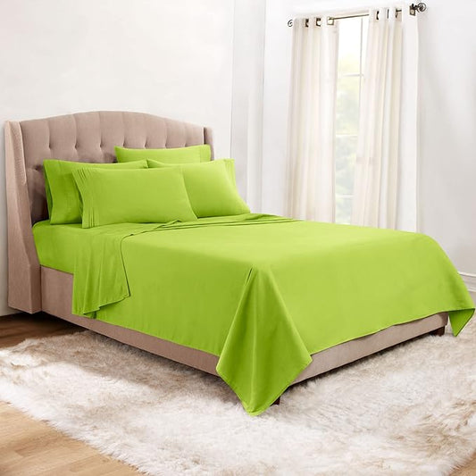 Clara Clark Twin Sheets, 5 Piece Set - Hotel Luxury Sheets for Twin Size Bed, Super Soft Bedding Set, Twin Size, Garden Green