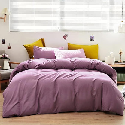 Cottonight Purple Comforter Set Twin Dusty Purple Bedding Comforter Set Girls Teens Solid Modern Pale Mauve Purple Blanket Quilts Breathable 3 Piece Purple Comforter Set for Twin Bed