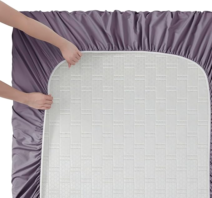 Clara Clark Bed Sheets, Premier 1800 Series Bed Sheet Set, Deep Pocket, Wrinkle, Fade, Stain Resistant, Luxury Soft Bedding Sheets & Pillowcases, California King, Grayish Purple