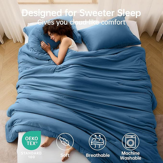MUXHOMO Queen Comforter Set, All Season Ultra Soft Down Alternative Bedding - 3 Piece Lightweight Bed Set Includes 1 Comforter (90"x90") and 2 Pillow Shams (20"x26"), Teal