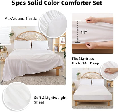 weigelia Twin Comforter Set 5 Pieces Sage Green Comforter Set Bed in a Bag Twin Bedding Set Soft Lightweight Comforters Set with Sheets for All Season