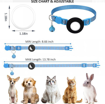 GPS Tracker for Cats, Mini GPS Pet Tracker with Collar, IPX8 Waterproof Cat Trackers Collar,No Monthly Fee,Work with Apple Find My(iOS Only),Smart Trackers for Pets-Blue-2