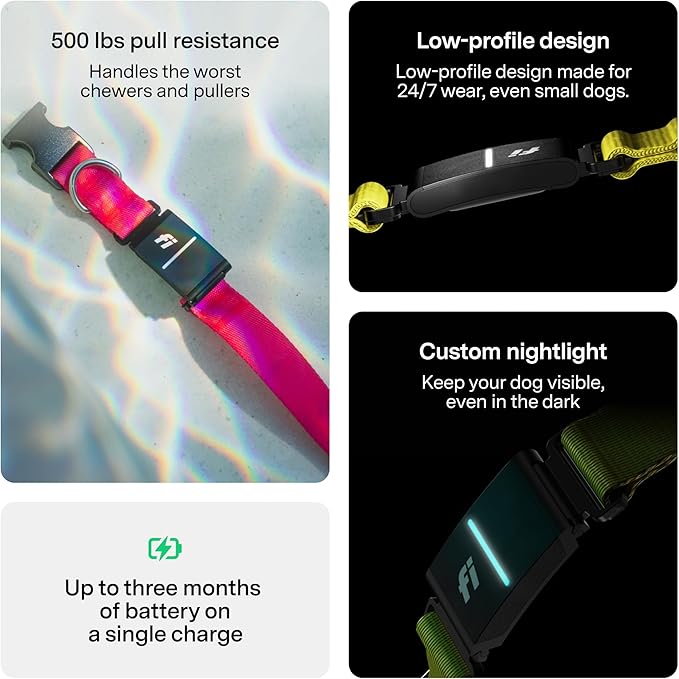 Fi Series 3+ GPS + Health Dog Collar, Blue, Large, 12-Month Membership | Smart GPS dog collar with live tracking, health & behavior, Escape Alerts, LED light. Waterproof and Apple Watch compatible.