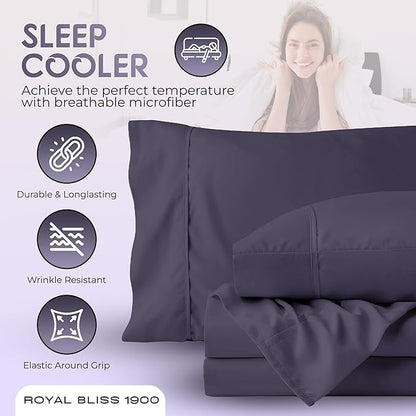 Twin XL Sheet Set - 3 Pcs Set - Fade Resistant Double Brushed MicrofiberXL Twin Sheets, Deep Pocket, Cooling Sheets (Plum)