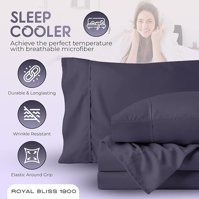 Twin Bed Sheets - 3-Pcs Deep Pocket Cooling Set - Soft and Durable Bedding for All Seasons - Luxurious Twin Size (Plum)